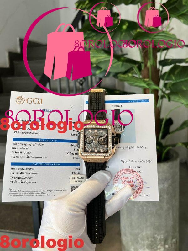 Hublot Square Bang King Gold Con Ghiera Personalizzata in Moissanite Replica di Alta Qualità 42mm Orologio