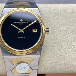 Vacheron Constantin Historiques 222 Jumbo Quadrante Nero Due Toni Oro Giallo Replica 1:1 Migliore Edizione Factory 37mm Orologio