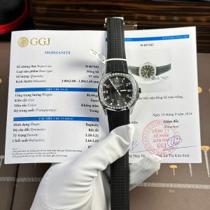 Replica Patek Philippe Aquanaut 5167A Quadrante Nero Custom Baguette Moissanite Modificato Max Options Super Clone 40mm Orologio