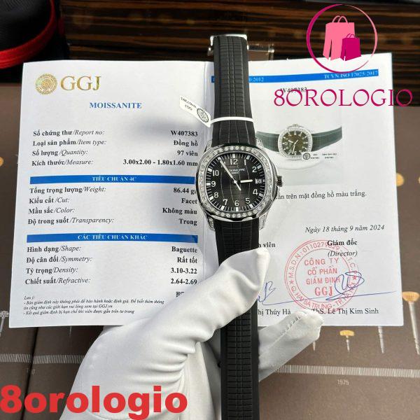 Replica Patek Philippe Aquanaut 5167A Quadrante Nero Custom Baguette Moissanite Modificato Max Options Super Clone 40mm Orologio