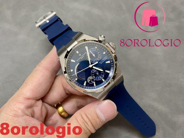 Vacheron Constantin Overseas Dual Time 47450/000A-9039 Quadrante Blu Cinturino in Gomma Replica TWF 42mm Orologio