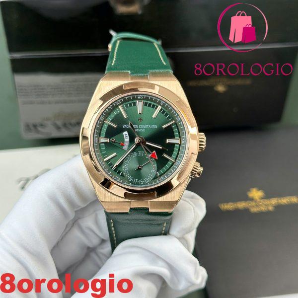 Vacheron Constantin Overseas Dual Time 7920V/210R-B965 Oro Rosa Quadrante Verde Pelle Swiss Replica PZF 41mm Orologio - immagine 2
