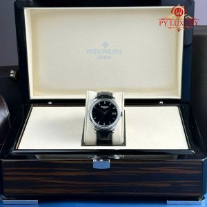 Patek Philippe Calatrava 5227G-010 Quadrante Nero Cinturino in Pelle Migliore Replica 3KF 39mm Orologio