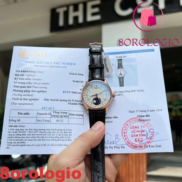 Rolex Cellini Moonphase 50535 39mm Oro Rosa 18K Pelle Migliore Replica Orologio - immagine 3