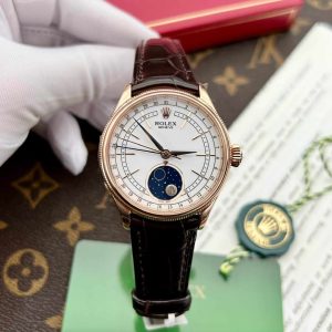 Rolex Cellini Moonphase 50535 Oro Rosa Pelle Migliore Replica 39mm Orologio