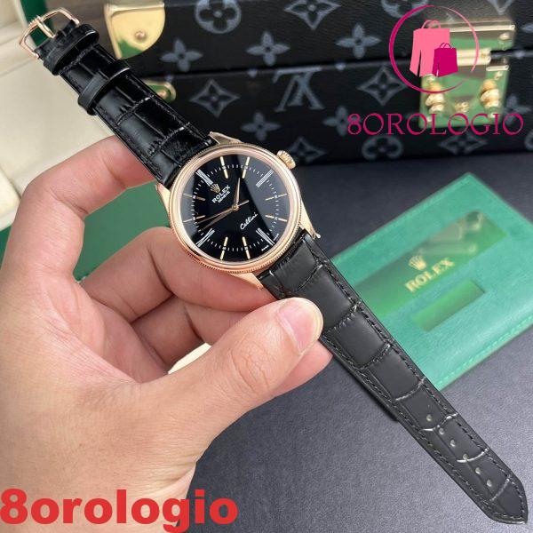 Rolex Cellini Time 50505 Oro Rosa Quadrante Nero Replica Migliore 39mm Orologio