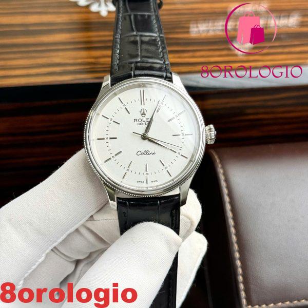 Replica Rolex Cellini Time 50505 Oro Bianco Quadrante Bianco Svizzero 39mm Orologio