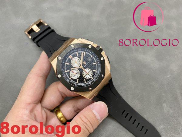 Audemars Piguet Royal Oak Offshore Chronograph 26400RO Oro Rosa Lunetta in Ceramica Quadrante Nero Migliore Replica APF 44mm Orologio