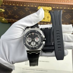 Audemars Piguet Royal Oak Offshore Chronograph 26420SO Quadrante Nero Cinturino in Pelle Replica Migliore 43mm Orologio