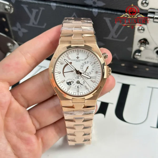 Vacheron Constantin Overseas Dual Time 47450/B01R-9404 Oro Rosa Quadrante Bianco Replica Migliore 42mm Orologio - immagine 2