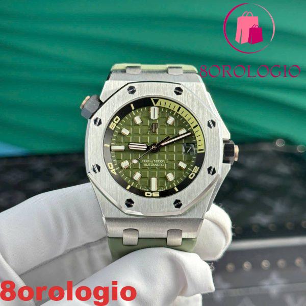 Audemars Piguet Royal Oak Offshore Diver 15720ST Quadrante Verde Khaki Gomma Migliore Replica APSF 42mm Orologio - immagine 2