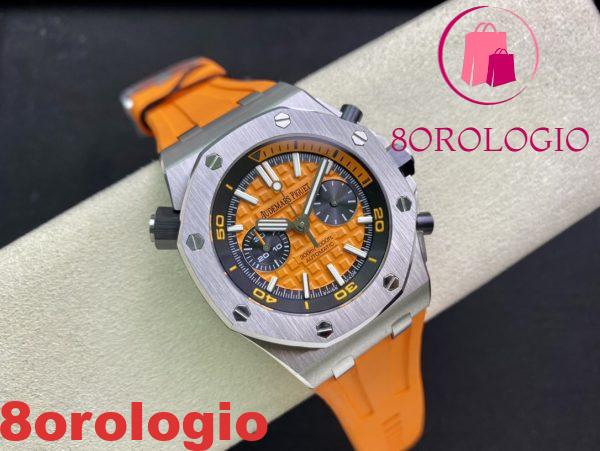Audemars Piguet Royal Oak Offshore Diver Chronograph 26703ST Quadrante Arancione Cinturino in Gomma Arancione Migliore Replica JHF 42mm Orologio