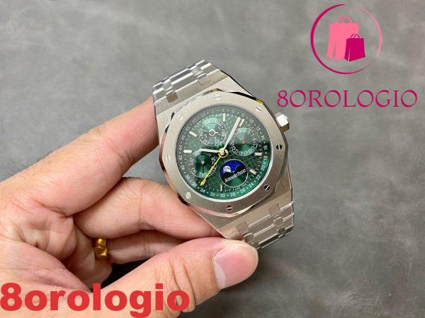 Audemars Piguet Royal Oak Calendario Perpetuo 26606ST Quadrante Verde Replica Super Clone 41mm Orologio - immagine 3
