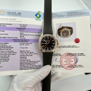 Patek Philippe Aquanaut 5167R Quadrante Marrone 18K Oro Rivestito Baguette Moissanite Migliore Replica 40mm Orologio