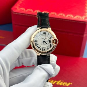 Cartier Ballon Bleu CRWGBB0009 Automatico Oro Rosa Cinturino in Pelle Nera Migliore Replica AF 36mm Orologio