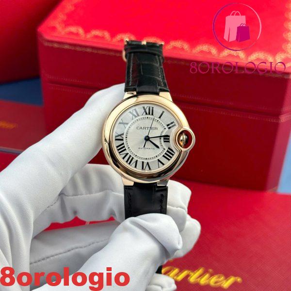 Cartier Ballon Bleu CRWGBB0009 Automatico Oro Rosa Cinturino in Pelle Nera Migliore Replica AF 36mm Orologio