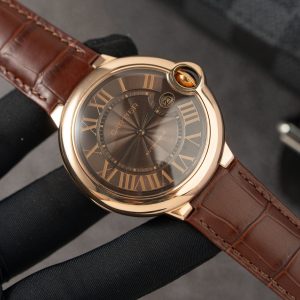 Cartier Ballon Bleu W6920037 Oro Rosa Quadrante Marrone Cinturino in Pelle Miglior Replica AF 42mm Orologio