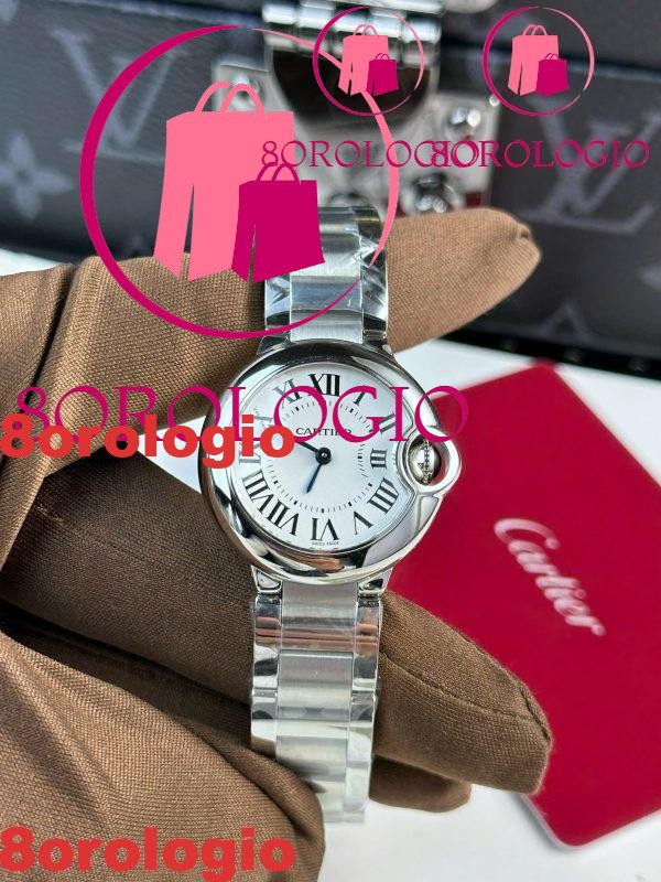 Cartier Ballon Bleu WSBB0067 Quadrante Argentato Opalino al Quarzo Miglior Replica AF 28mm Orologio - immagine 4