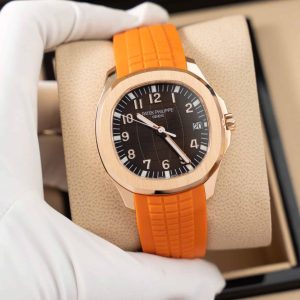 Patek Philippe Aquanaut 5167R-001 Quadrante Marrone Oro Pieno 18K Cinturino in Gomma Arancione 40mm replica Orologio