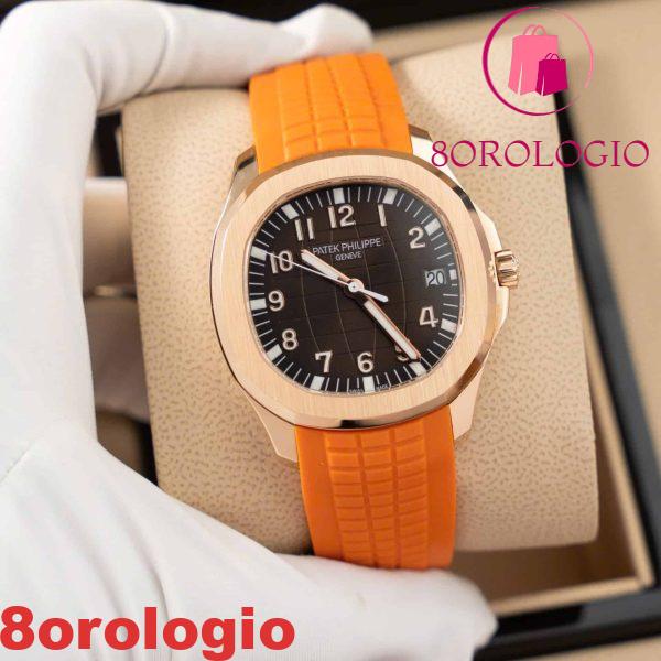 Patek Philippe Aquanaut 5167R-001 Quadrante Marrone Oro Pieno 18K Cinturino in Gomma Arancione 40mm replica Orologio