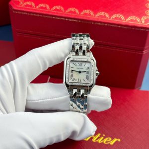 Cartier Panthère Steel Ladies MOP Dial Diamond Bezel Migliore Replica AF 27mm x 36mm Orologio