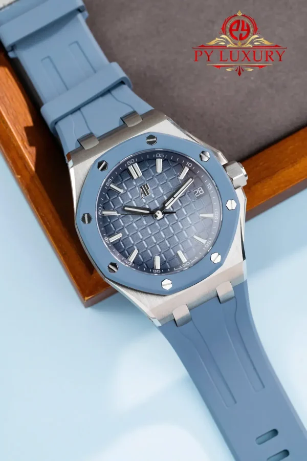 Audemars Piguet Royal Oak Offshore 15605SK Quadrante Blu Fumé Cinturino in Gomma Replica 1:1 Migliore 43mm Orologio