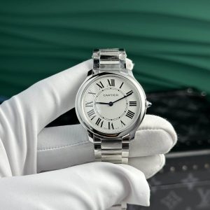 Cartier Ronde Must Quadrante Bianco Bracciale in Acciaio Migliore Replica AF 36mm Orologio