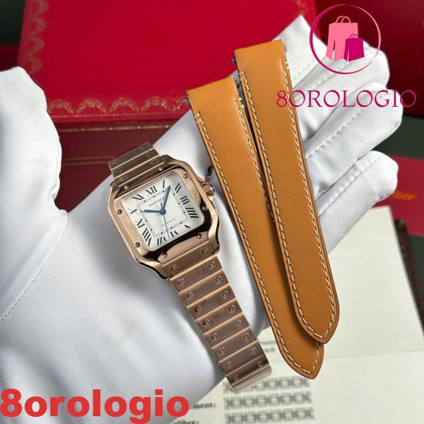 Cartier Santos De Cartier Oro Rosa Quadrante Bianco Modello Medio Miglior Replica BVF 35.1mm Orologio - immagine 4