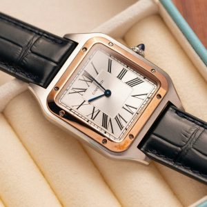 Cartier Santos Dumont CRW2SA0011 Due toni Quadrante argento Cinturino in pelle Replica BVF 38mm X 27.5mm Orologio