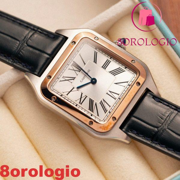 Cartier Santos Dumont CRW2SA0011 Due toni Quadrante argento Cinturino in pelle Replica BVF 38mm X 27.5mm Orologio