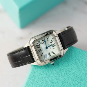Cartier Santos Dumont WSSA0023 Acciaio Quadrante Argento Cinturino in Pelle Replica BVF 38mm X 27.5mm Orologio