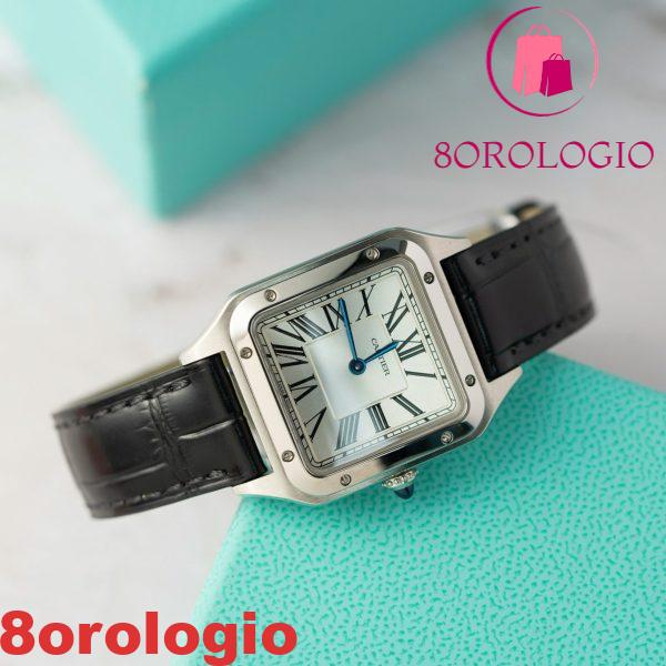Cartier Santos Dumont WSSA0023 Acciaio Quadrante Argento Cinturino in Pelle Replica BVF 38mm X 27.5mm Orologio - immagine 2