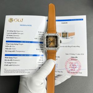 Cartier Santos Modello Grande Quadrante Marrone Cassa Personalizzata in Moissanite Migliore Replica 39.8mm Orologio