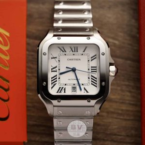 Cartier Santos Modello Grande Quadrante Bianco Migliore Replica BVF 39.8mm Orologio