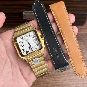 Cartier Santos WGSA0029 Oro Giallo Quadrante Bianco Modello Grande Migliore Replica BVF 39.8mm Orologio