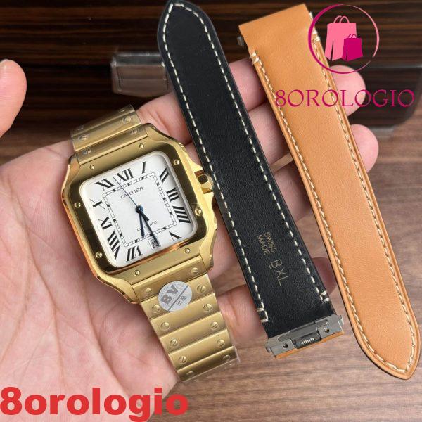 Cartier Santos WGSA0029 Oro Giallo Quadrante Bianco Modello Grande Migliore Replica BVF 39.8mm Orologio