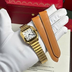 Cartier Santos WGSA0030 Oro Giallo Quadrante Bianco Modello Medio Replica BVF Migliore 35.1mm Orologio