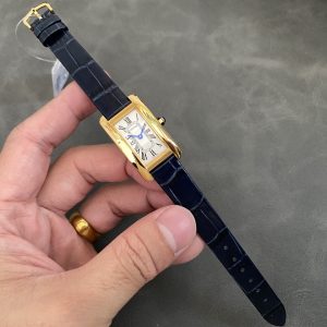 Cartier Tank Américaine WGTA0356 Oro Giallo Quadrante Argento Modello Piccolo Cinturino in Pelle Replica Migliore 35.4 mm X 19.4 mm Orologio