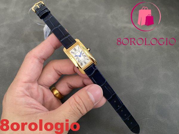 Cartier Tank Américaine WGTA0356 Oro Giallo Quadrante Argento Modello Piccolo Cinturino in Pelle Replica Migliore 35.4 mm X 19.4 mm Orologio