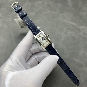 Cartier Tank Américaine WSTA0117 Acciaio Quadrante Argento Modello Piccolo Cinturino in Pelle Replica Migliore 35,4 mm x 19,4 mm Orologio