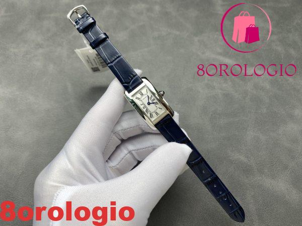 Cartier Tank Américaine WSTA0117 Acciaio Quadrante Argento Modello Piccolo Cinturino in Pelle Replica Migliore 35,4 mm x 19,4 mm Orologio