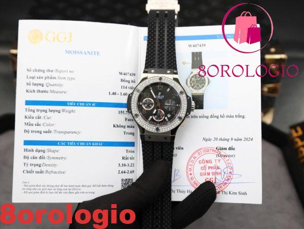 Hublot Big Bang Chronograph Acciaio Quadrante Nero Lunetta Personalizzata in Moissanite Replica 41mm Orologio - immagine 2
