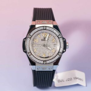 Hublot Big Bang One Click Steel Black Quadrante e Ghiera in Moissanite Personalizzata Migliore Replica 39mm Orologio