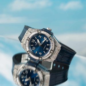 Hublot Big Bang One Click Steel Blue Pavé CZ Stones Replica 39mm Orologio