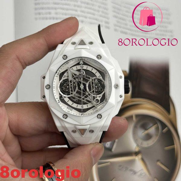 Hublot Big Bang Sang Bleu II Ceramica Bianca Gomma Replica di Alta Qualità BBF 45mm Orologio