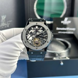 Replica Hublot Big Bang Scheletro Tourbillon Ceramica Nera Pelle 45mm  Orologio