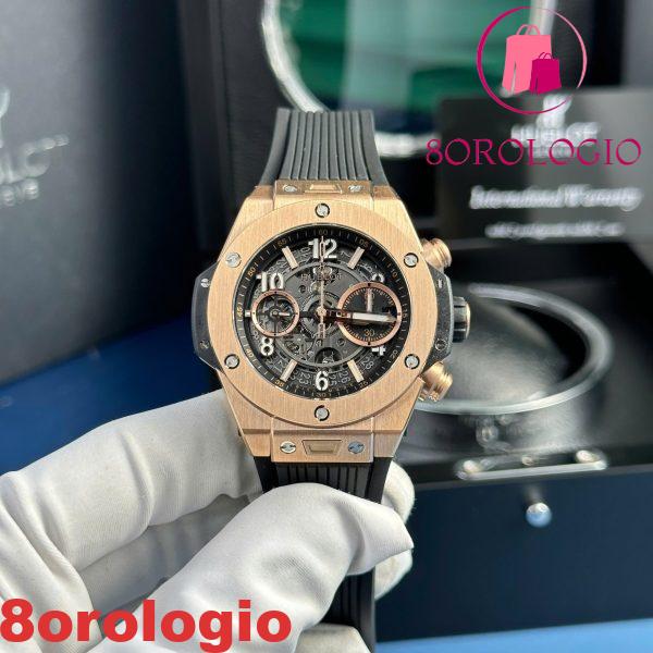 Hublot Big Bang Unico King Oro Quadrante Nero Cinturino in Gomma Replica BBF 42mm Orologio - immagine 2
