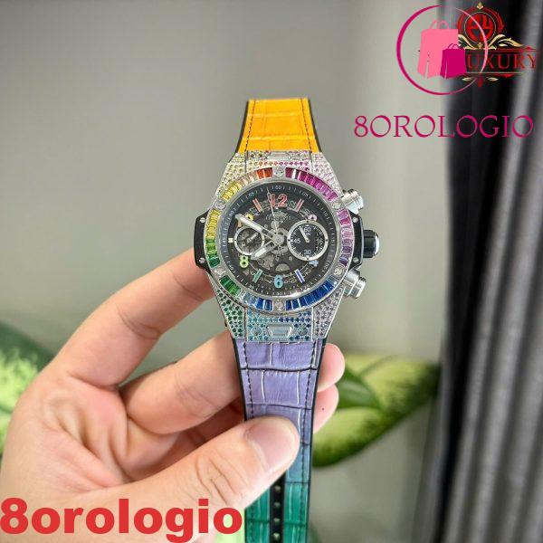 Hublot Big Bang Unico Titanium Rainbow Cinturino in Pelle Migliore Replica ZF 45mm Orologio - immagine 2