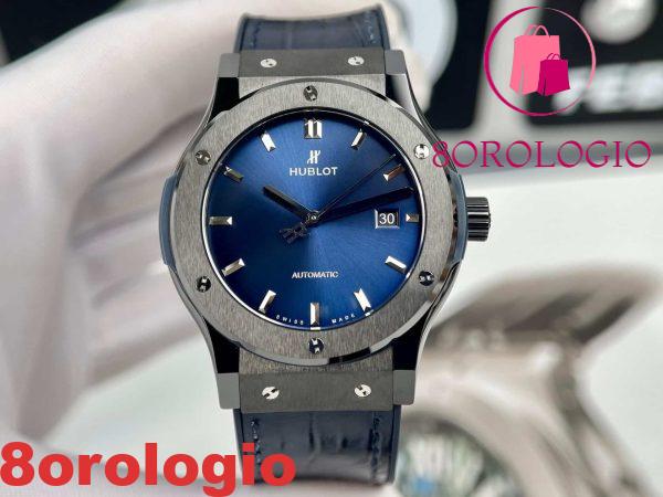 Hublot Classic Fusion Ceramic Nera Quadrante Blu Movimento SW300 Replica 1:1 JJZ 42mm Orologio - immagine 2