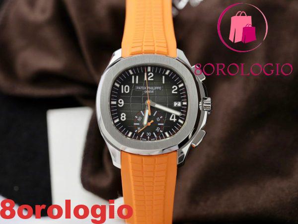 Patek Philippe Aquanaut Chronograph 5968A-001 Quadrante Nero Cinturino in Gomma Arancione Replica 42,2mm Orologio
